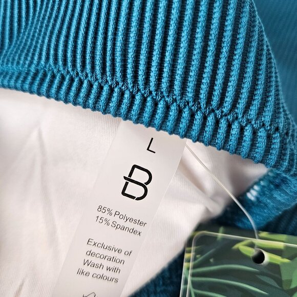 Womens Large High Waisted Bikini Set Adj Straps Ribbed Texture Green White - Picture 11 of 12